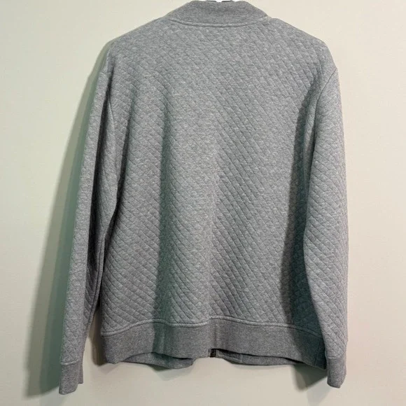 Eileen Fisher Women's Medium Flight Jacket n Moon Gray Diamond Quilted Zip Front - Picture 2 of 5